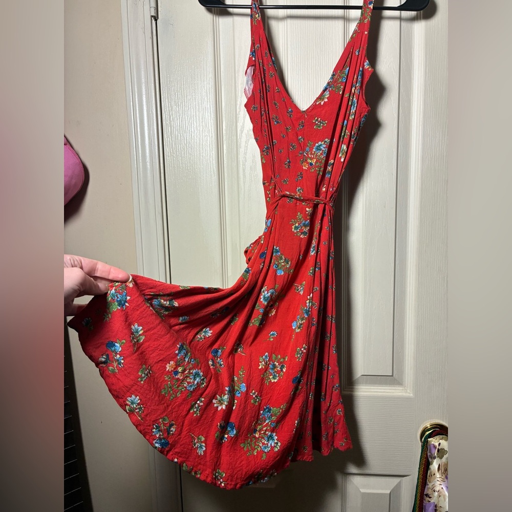 Red Floral Midi Dress